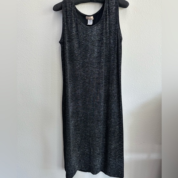 Susan Lawrence Black and Silver Glitter Knit Dress and Jacket Set XL - Picture 7 of 8